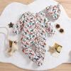 Newborn Baby Cartoon Cowboy Themed Pattern Casual Long Sleeve Footie + Hat Bodysuits