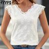 Women's Fashion Casual Summer Spring Solid Color Print Sleeveless V-Neck Blouses & Shirts