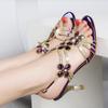 Мода 2025 Лето Босоножки на высоком каблуке Женские Новые Богемные Инкрустированные бриллиантами Туфли-стилеты с пряжкой Элегантная Мода Римские Пляжные туфли