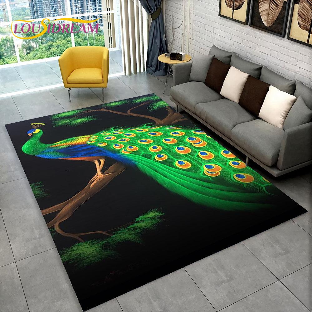 3D изысканный коврик с изображением павлина, коврик для дома, гостиной, спальни, дивана, коврик для кухни, украшение для кухни, нескользящие коврики