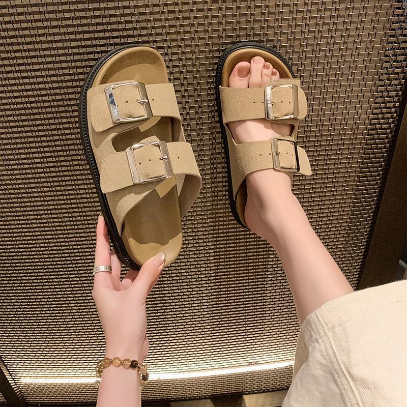 Мода 2025 Женские повседневные шлепанцы на плоской подошве, Женские повседневные простые шлепанцы с застежкой, Большой размер, Удобные нескользящие женские шлепанцы