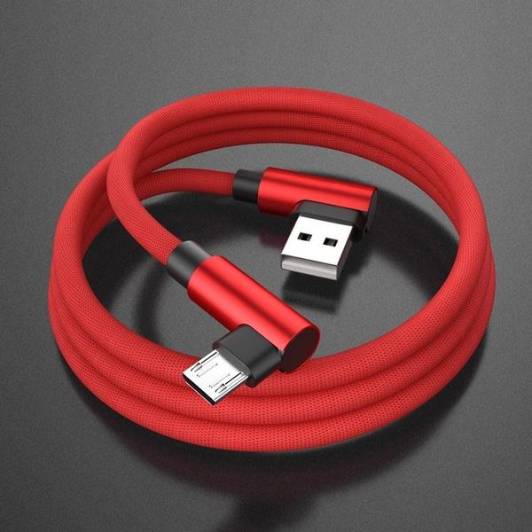 Extra Long L Type Curved Braided USB Cable for IPhone Samsung L Huawei L Fast Charging Cable Micro C Type USB Cable
