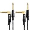 Cable Matters Guitar Cable Guitar Shield Set of 2 Monaural Plug Musical Instrument Cable TS Straight To L Type Plug 0.9m 6.35mm