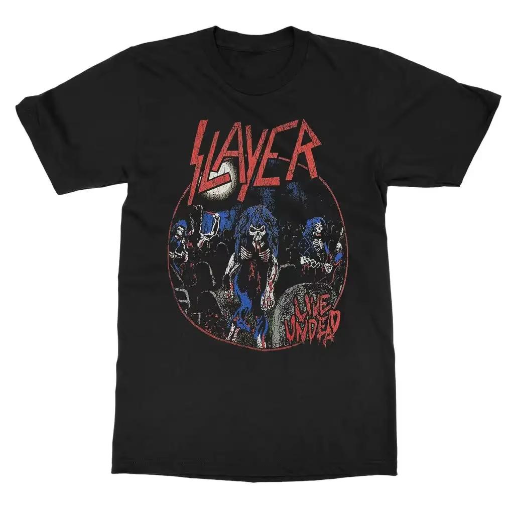 2026 Летняя Мода Трендовая Футболка Slayer Графический Принт Унисекс Мужская Женская Летний Хлопок Оверсайз Y2k Короткий Рукав Модная Футболка