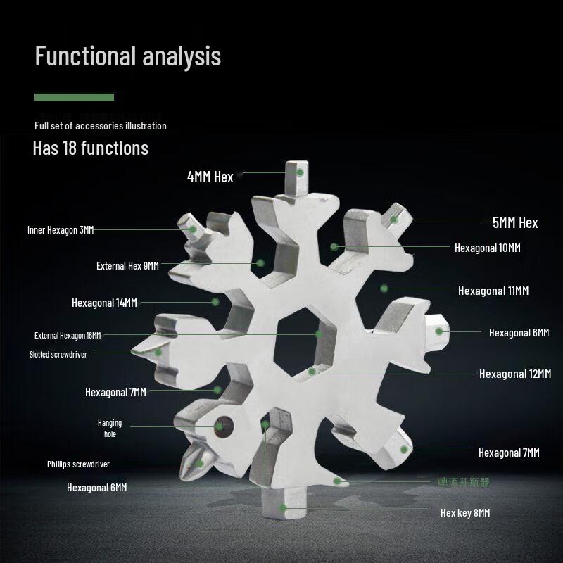 Portable 18-in-1 Snowflake Multi-tool Wrench