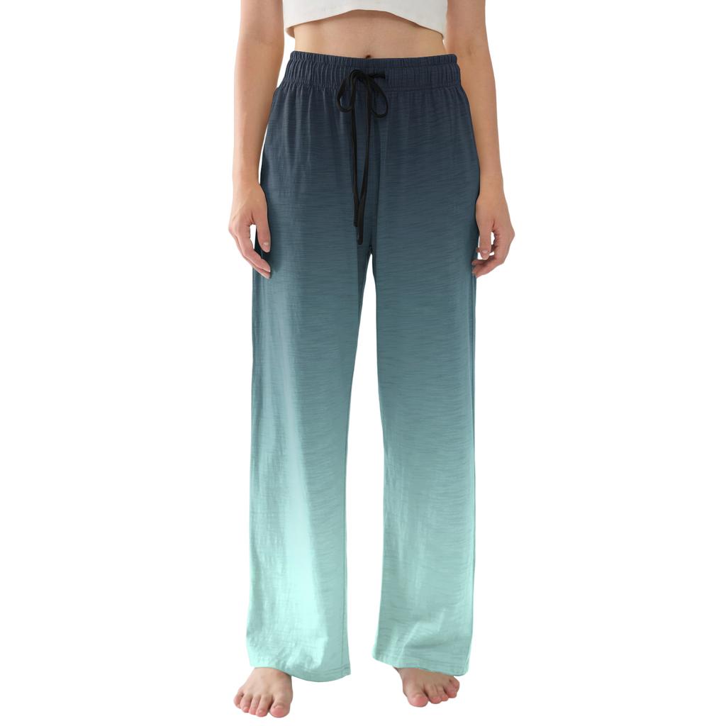 Womens Pajama Pants Lightweight Casual Comfy Palazzo Pants Sleepwear Loungewear Bottoms With Pockets