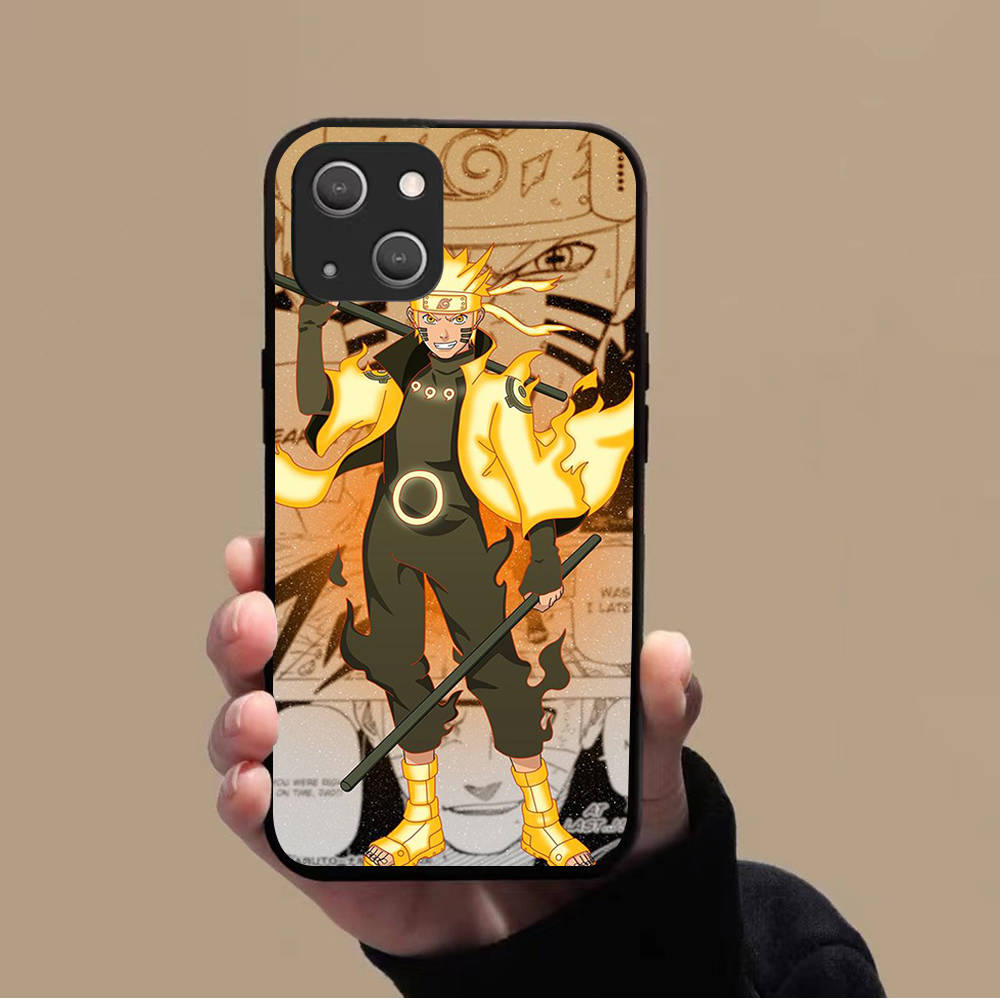 KK-2 Anime Naruto Soft Black Case for iPhone XR 14 15 11 12 13 6 7 8 X XS Pro Max Samsung S22 S23 S21 S24 FE Ultra S8 Plus