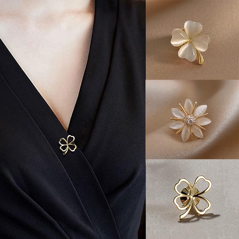 Fashion Brooch Set Flower Bow Brooches for Women Metal Anti-glare Lapel Pin Fixed Clothes Pins Sweater Coat Clothing Accessories AVE