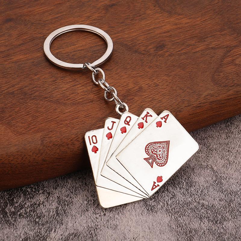 Unique Playing Cards Key Chain For Men Women Metal Holder Pendent Key Ring Leisure Bag Decoration Motorcycle Keyholder Gift