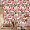 Flamingos roses flowers and leaves wallpaper for living room and bedroom 50x1000