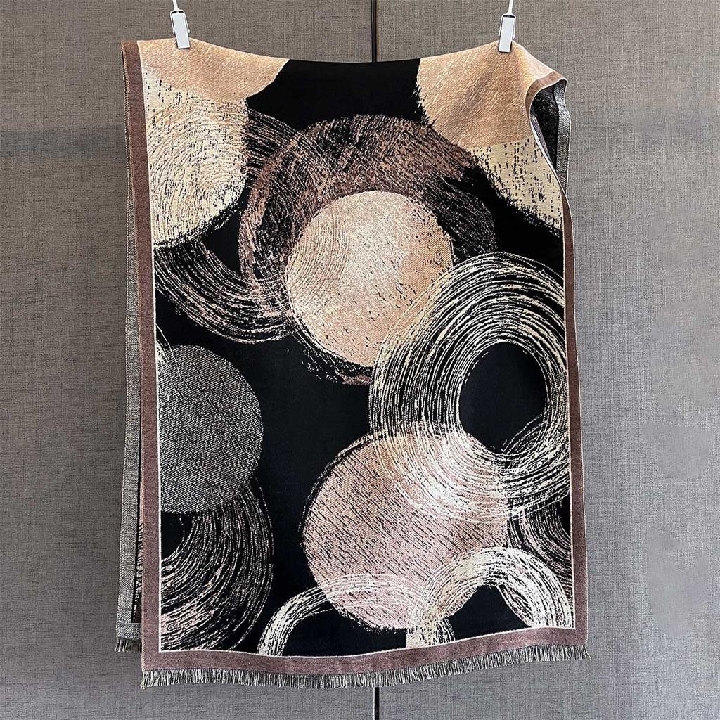 New 185*65cm Autumn/Winter Scarf Warm Tassel Shawl Women's Floral Imitation Cashmere Thick Warps Coldproof Windproof Blanket