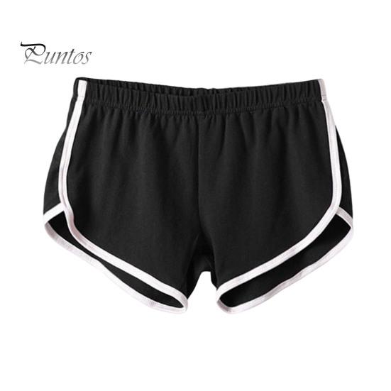 Женские спортивные шорты с эластичной талией, мини-шорты для йоги, однотонные суперкороткие брюки, легкие пляжные брюки, спортивные шорты