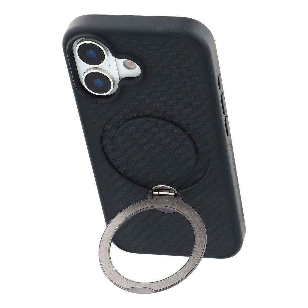 For iPhone 17 Case Compatible with MagSafe Kickstand TPU+PC Phone Cover Carbon Fiber Texture