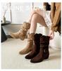 Women's Hidden Heel Western Chunky Ankle Boots - Autumn/Winter 2025 British Style Slimming Martin Boots