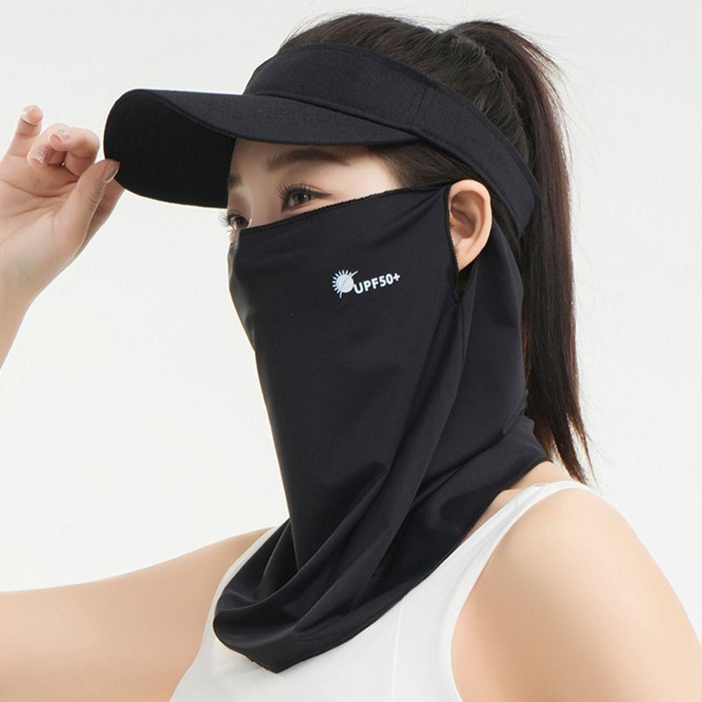 Ear Hanging Ice Silk Face Mask UV Protection Face Cover Portable Sunscreen Face Veil