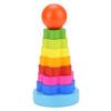 Rainbow Tower Wooden Stacking Rings: Color Recognition Puzzle Toy for Ages 3-6