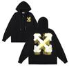 Off-White 2025 Autumn/Winter New OW Double Shadow Yellow Arrow Pattern Printed Men's and Women's Zipper Hoodie