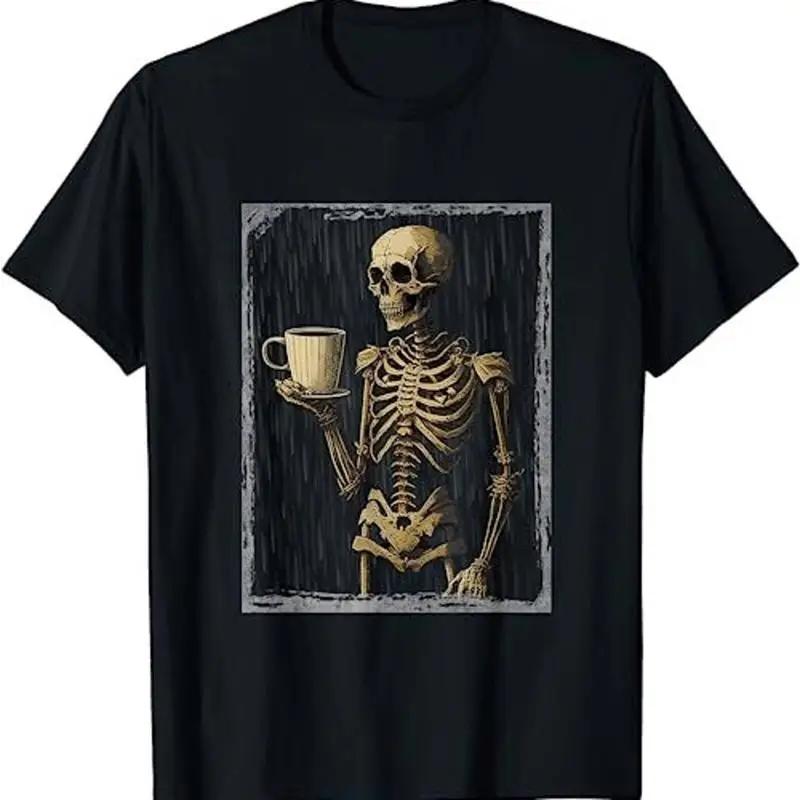 Horror Skeleton Coffee Drinking T Shirt Sweat 29966