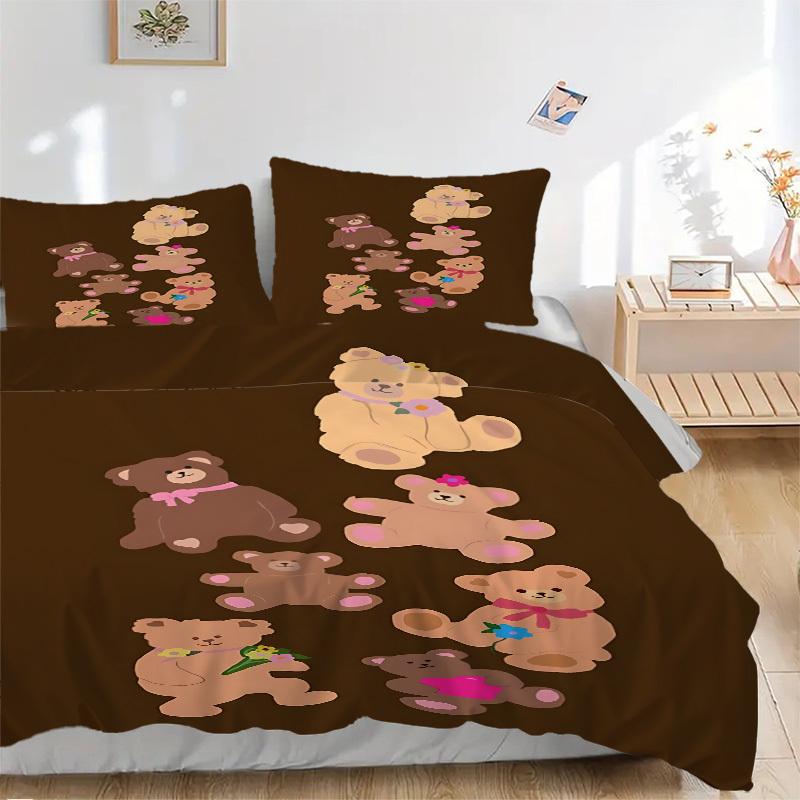 3pcs Teddy Bear Bedding Set, Ideal for Home Use, Suitable for Bedroom Decor (1*Duvet Cover + 1/2*Pillowcases, No Core) yy250821239