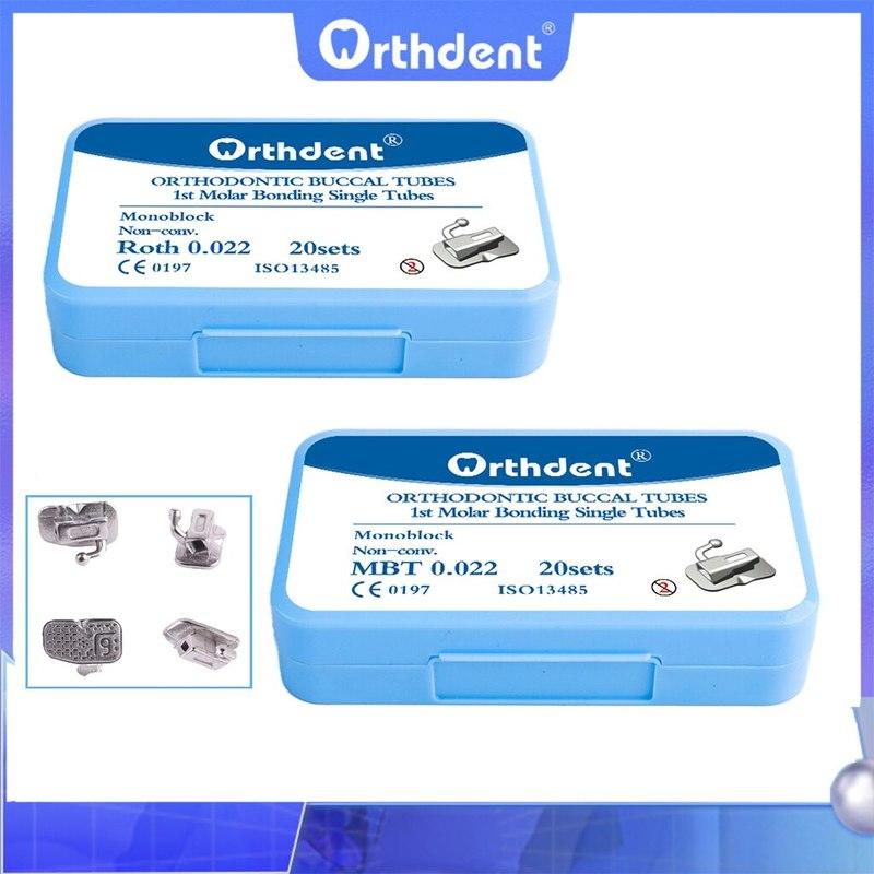 Orthdent 80Pcs/ 20Sets Dental Orthodontic Bondable Buccal Tubes Monoblock Single Non-Convertible Roth MBT 0.022 Dentistry Tool