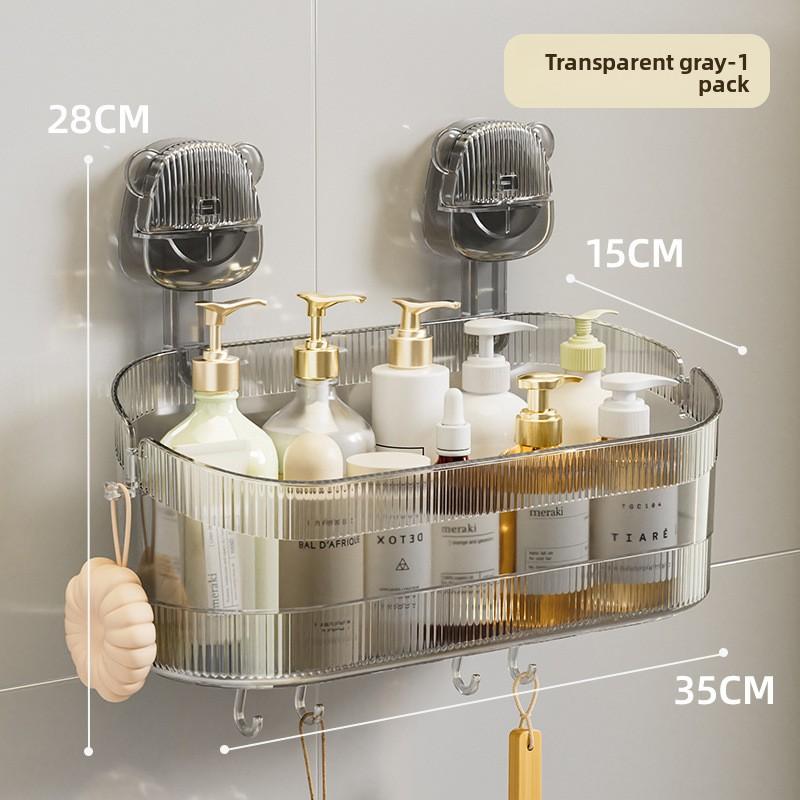 Полка на присосках, Ванная комната, Туалет, Бесшовная, Без сверления, Легкая роскошь, Косметика, Туалетный столик, Настенный ящик для хранения.