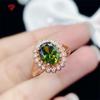 New Temperament Fashion Rectangle Flower Shape Green Opening Rings For Women Zircon Engagement Party Fine Elegant Jewelry Gift