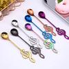 7pcs 304 Stainless Steel Musical Notes Spoon Creative Round Coffee Milk Spoon Music Stick Ice Cream Dessert Spoon Tableware