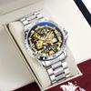 New Luxury Skeleton Automatic Mechanical Watch for Men Luminous Hands Stainless Steel Strap Retro Business Watches