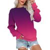 Women's Hoody Casual Gradient Color Print Sweatshirts Long Sleeved O Neck Hoodies Female Tops