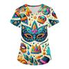 Плюс Размер Печатный Рабочий Униформа Топы Для Женщин Крест V-образный Вырез Карнавальный Принт Короткий Рукав Забавные Футболки Рабочая Одежда Футболка С Карманами