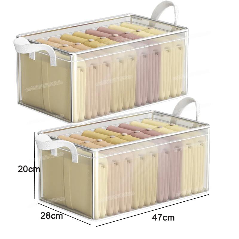 Closet Clothes Organizers Clothes Underwear Transparent Storage Box with Handle Stainless Steel Frame Wardrobe Storage Organizer