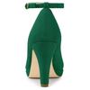 Allegra K Women's Green Round Toe Stiletto Heel Pumps with Ankle Strap, Size 24.5cm