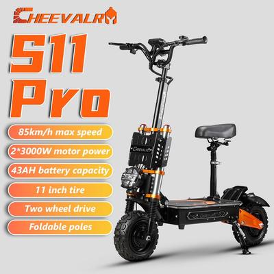 Cheevalry S11 PRO 2*3000 Вт Мощный Внедорожный Электросамокат 60В43Ач Аккумулятор 11 Дюймовая Внедорожная Шина Электросамокат для Взрослых для Катания на Открытом Воздухе