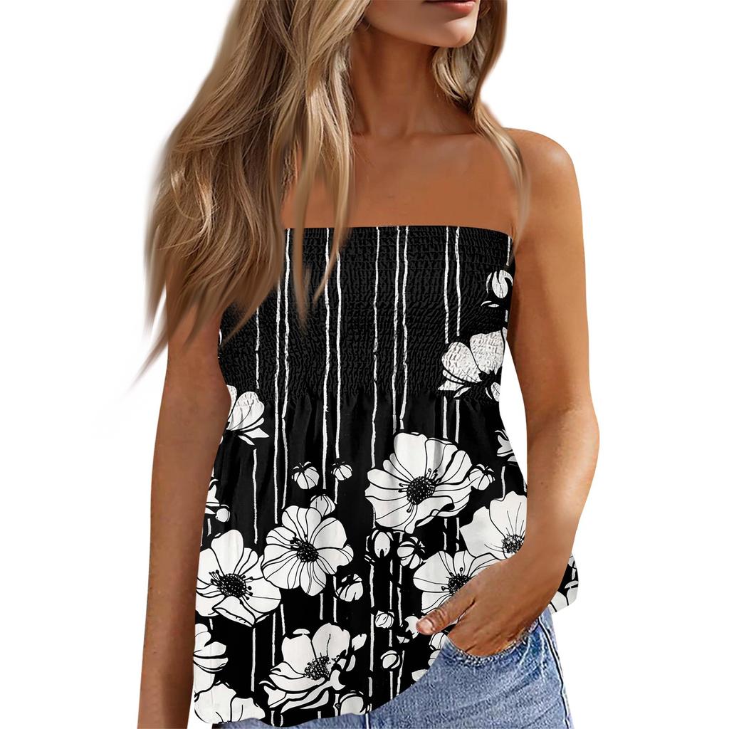 Топы-трубы для женщин, милая сексуальная футболка без рукавов с открытыми плечами и принтом