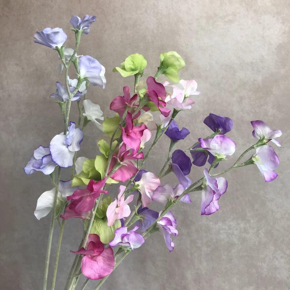 7 Heads Simulation Pea Flower 63cm Artificial Bouquet New Fake Flower Wedding Party Decor