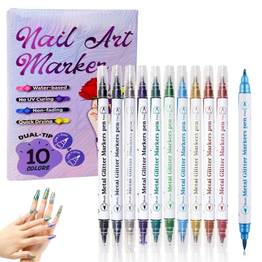 10/12 Colors Quick Dry Nail Art Polish Pens 10/12 Colors Nail Brush Marker Sets  for DIY Nail Art