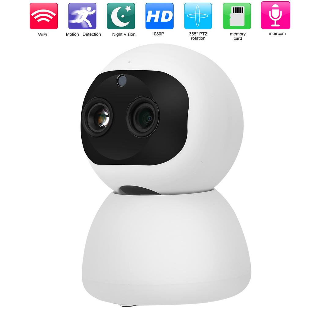 1080P Wifi PTZ Camera Dual Lens Motion Detection 2?Way Audio Infrared Nigh Vision Security CCTV