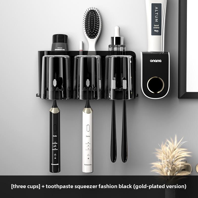 Настенный держатель для зубной щетки и зубной пасты без проколов с чашкой для ополаскивателя полости рта