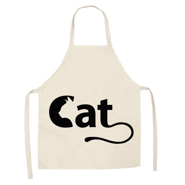 Кухонный фартук с милым мультяшным принтом кота, хлопковый и льняной фартук без рукавов для мужчин и женщин, инструменты для домашней уборки