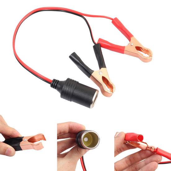 Зажим для автомобильного аккумулятора 12 В, кабель с зажимом типа «крокодил» и адаптером для прикуривателя