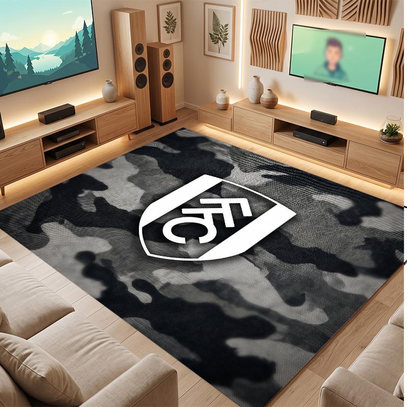Fulham Football Print Crystal Velvet Rug, Comfortable Water Absorbent Non Slip Indoor Floor Carpet