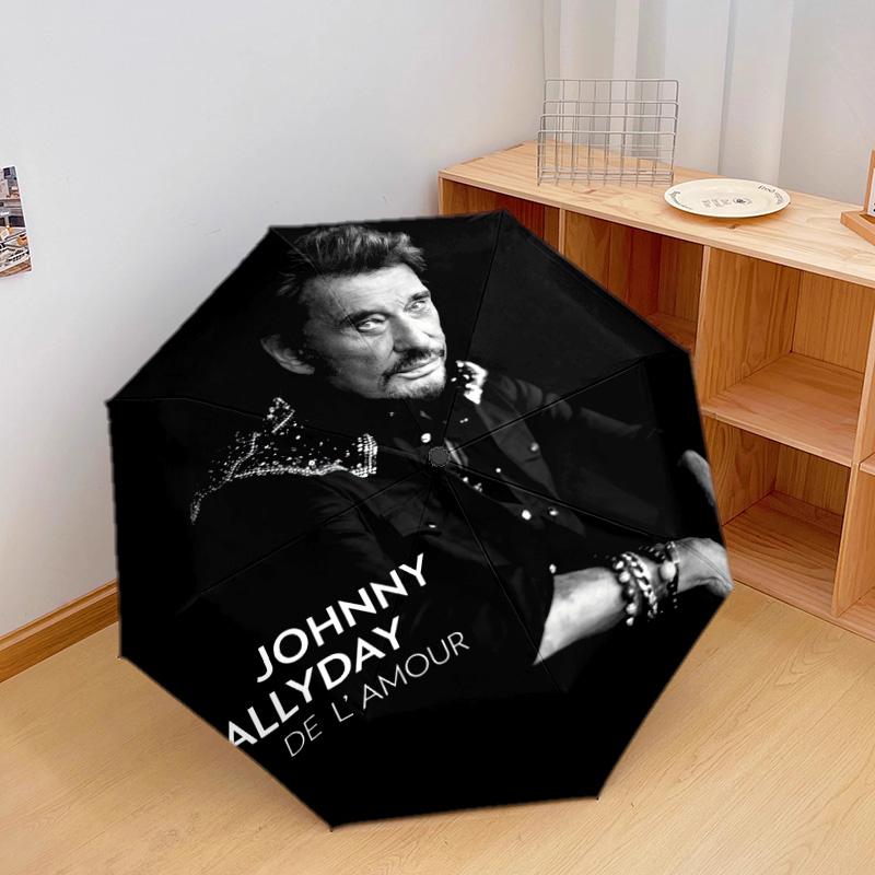 1 шт. Автоматический зонт Johnny Hallyday - Подходящий для путешествий, улицы, портативный зонт, Подарок на день рождения, Ежедневные принадлежности