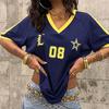 Свободная футболка с принтом и V-образным вырезом Y2K Summer Trendy Women