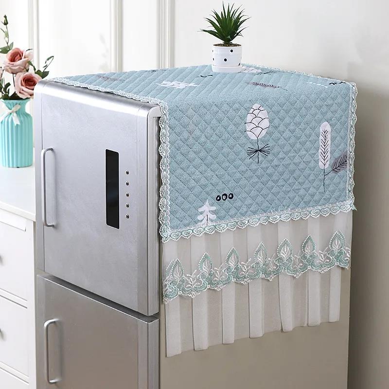 Полотенце для чехла на холодильник, одно- и двухдверный тканевый чехол для холодильника, универсальный пылезащитный чехол, кружевной, износостойкий, моющийся