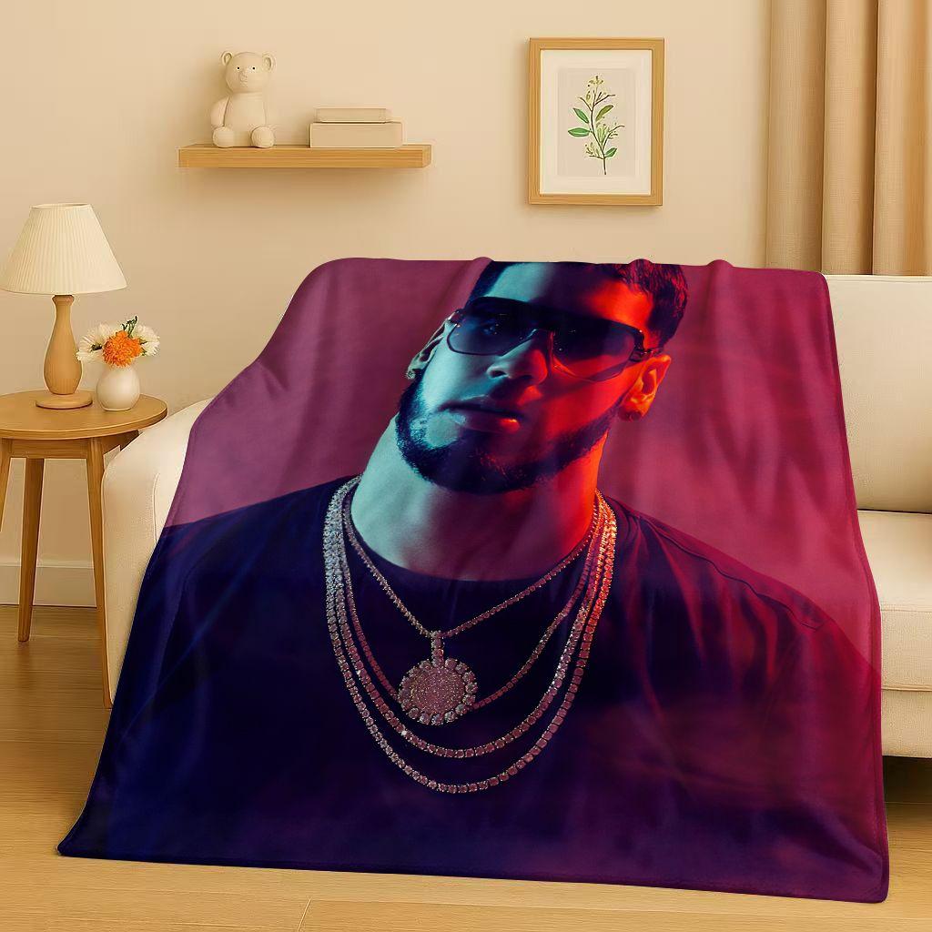 3D Плед из фланели с изображением рэпера Anuel AA Real Hasta La Muerte, Ультрамягкий теплый плюшевый плед для дома, спальни, кровати, дивана, Покрытие для детей, пикника