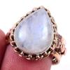 Кольцо с натуральным радужным лунным камнем, двухцветное, из стерлингового серебра 925 пробы, размер 8 M6E39