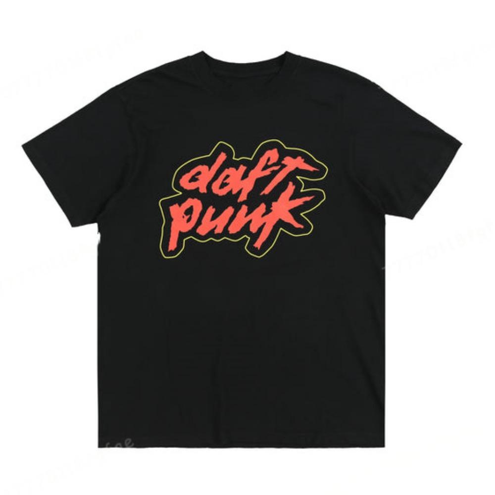 Мужская летняя хлопковая футболка Daft Punk Женская однотонная с коротким рукавом Унисекс Уличная одежда