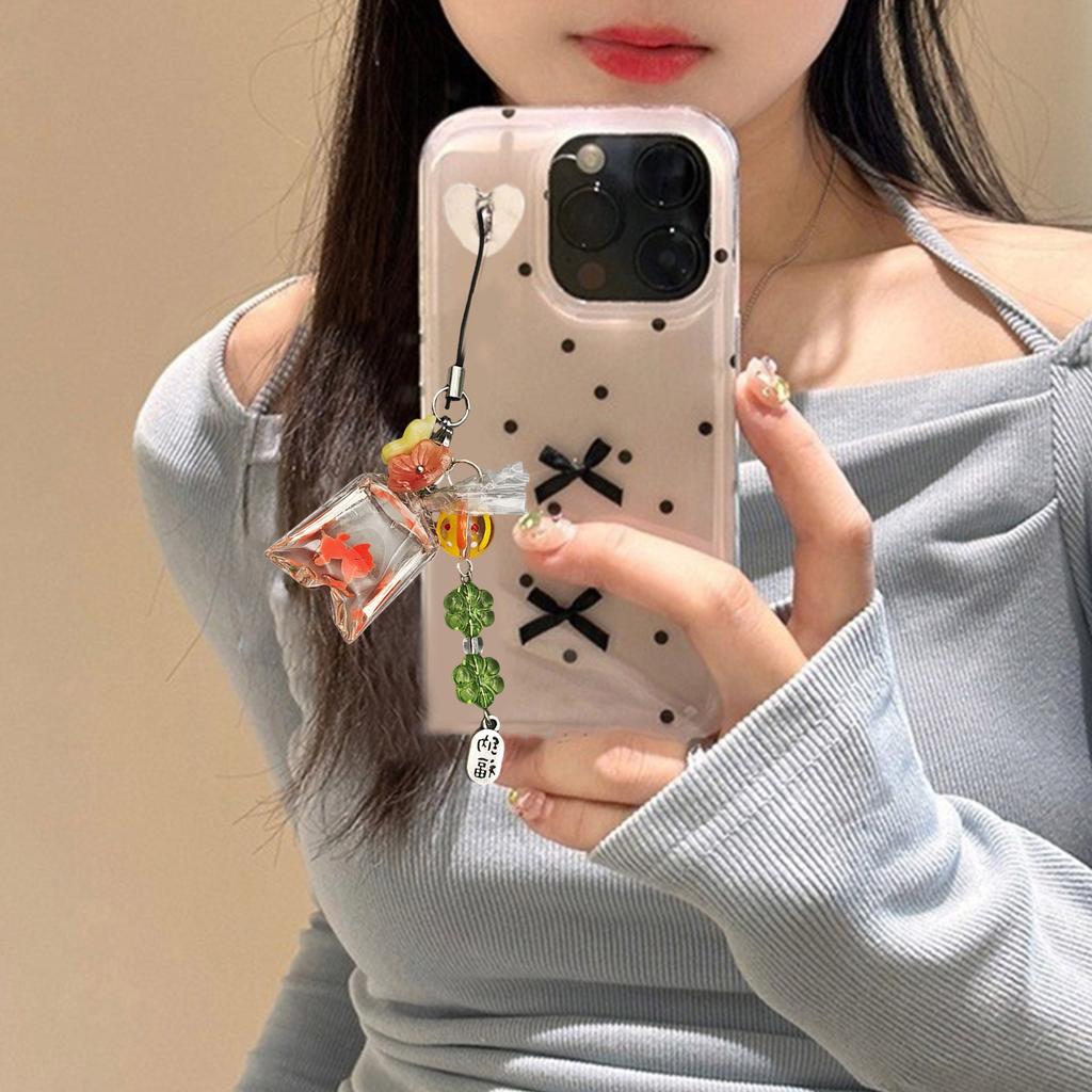Fresh Style Koi Fish Cell Phone Strap Portable Koi Fish Phone Lanyard Jewelry with Beaded Accents for Personalization