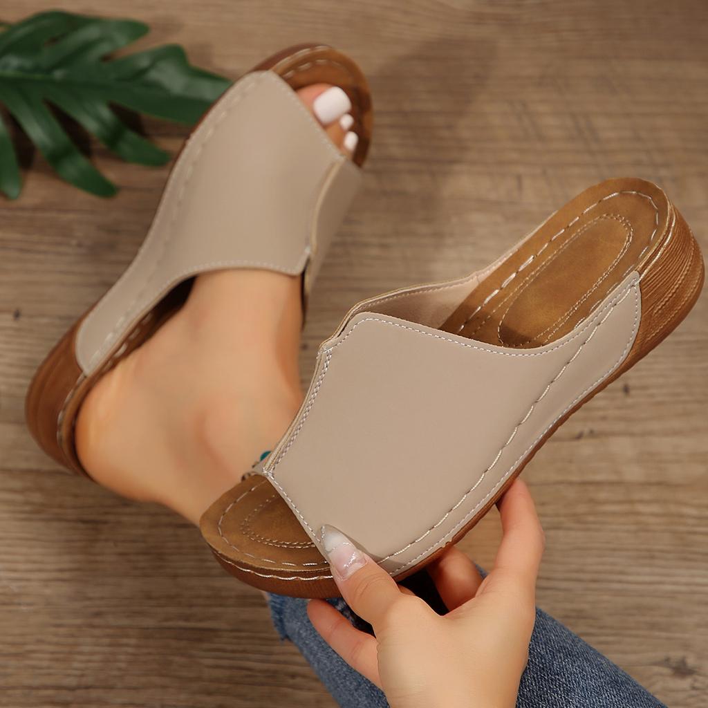 Женские тапочки Новые летние модные женские сандалии Ретро нескользящие тапочки без застежек на платформе женские шлепанцы Zapatos De Mujer