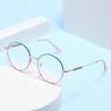 95818 Металлическая круглая оправа Модная оправа для очков с пружинной дужкой, Новый тренд Анти-синие плоские очки для женщин